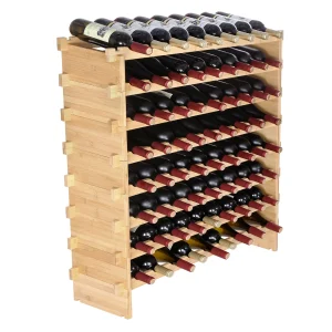 48/72 Bottle Stackable Modular Bamboo Wine Rack
